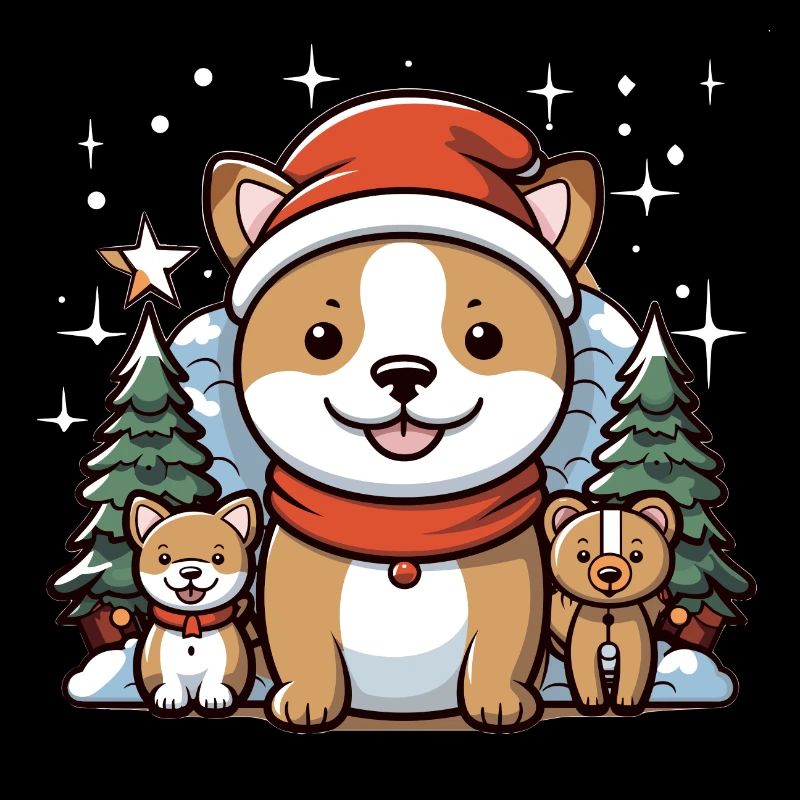Design de Noël de chien - Style Kawaii