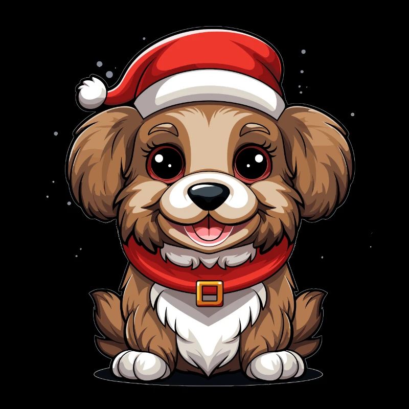 Design de Noël de chien - Style Kawaii