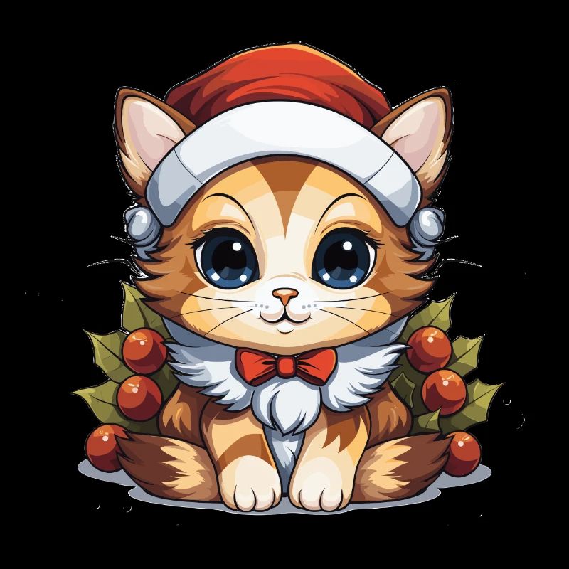 Design de Noël de chat - Style Kawaii