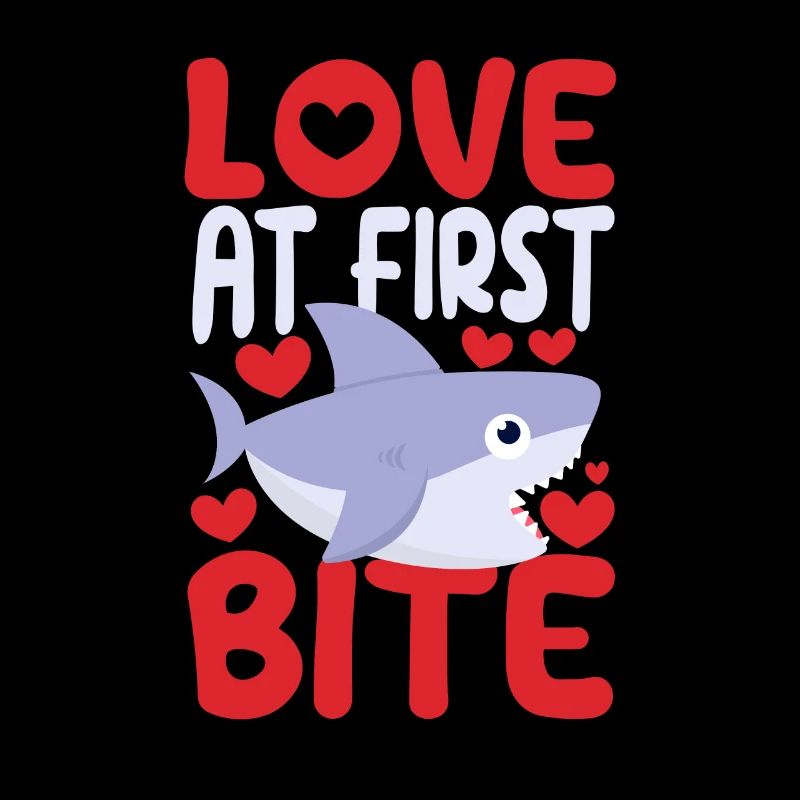 L’amour à la première bouchée requins drôle Saint-Valentin