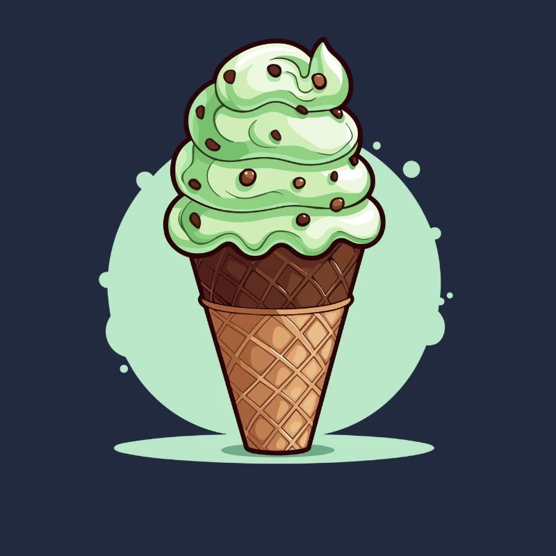 Cornet de crème glacée aux pépites de chocolat à la menthe