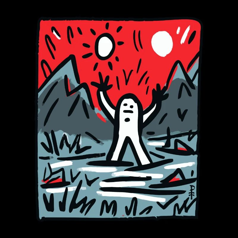 Sun Worshipper Funny Cartoon Creature Says Hello