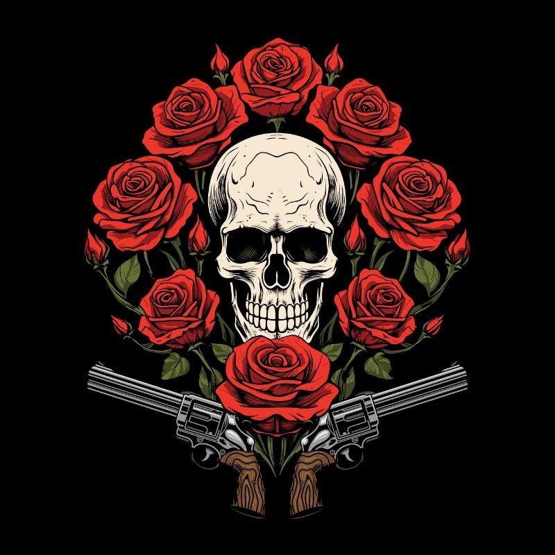 80s Skirt Roses Skull