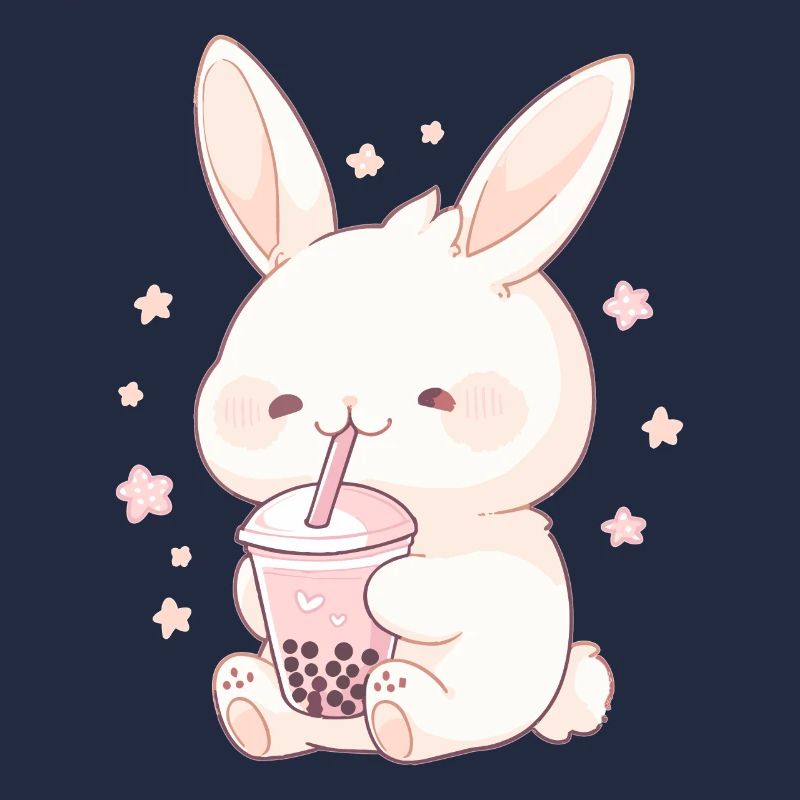 Kawaii Hase trinkt Boba Bubble Tea Chibi