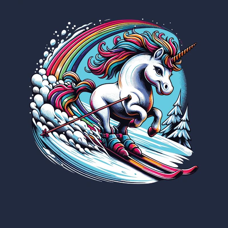 Ski Einhorn Skiing Unicorn Rainbow Winter Magic