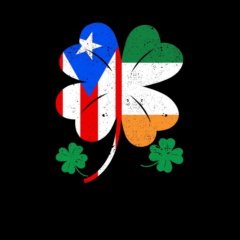 Drapeau portoricain irlandais trèfle d’Irlande
