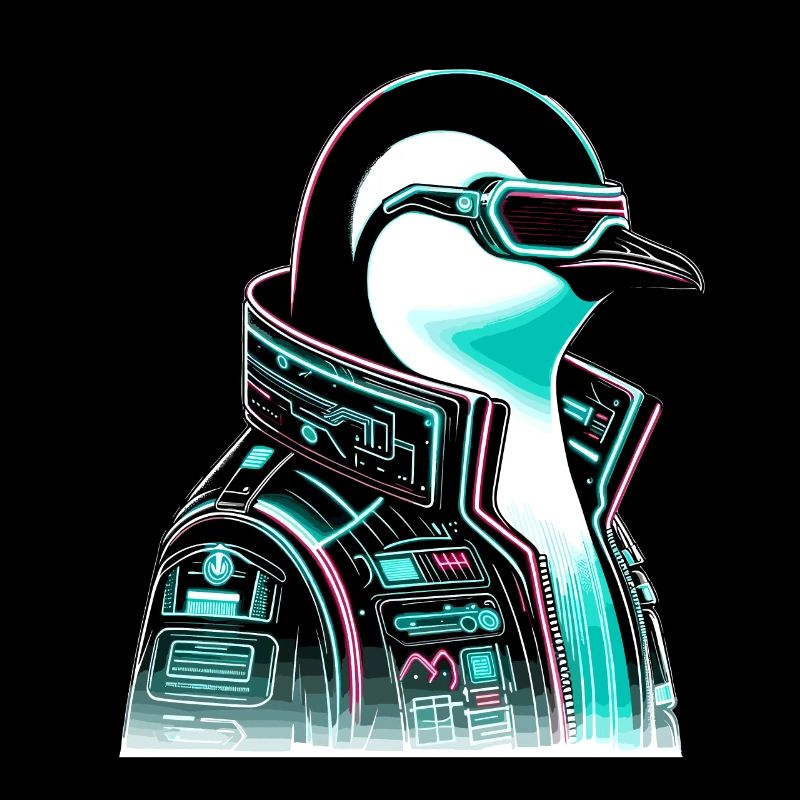 Cyberpunk Pinguin Grafikdesign