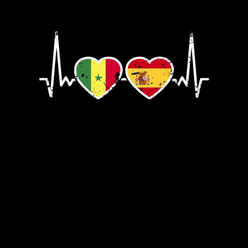 Sénégal Espagne Vintage Heartbeat drapeau