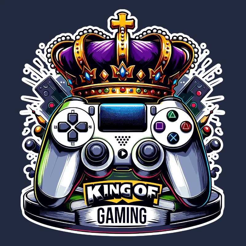 King of Gaming - Controller and Crown Illustration