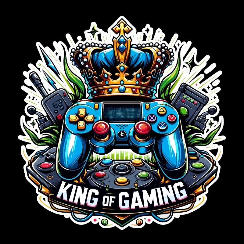 King of Gaming - Controller and Crown Illustration