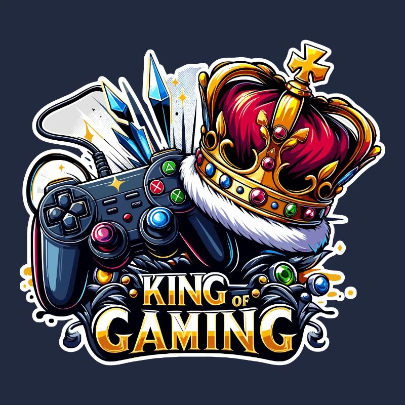 King of Gaming - Controller and Crown Illustration