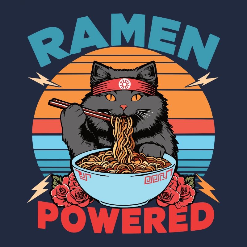 Ramen Powered Cat , colorful