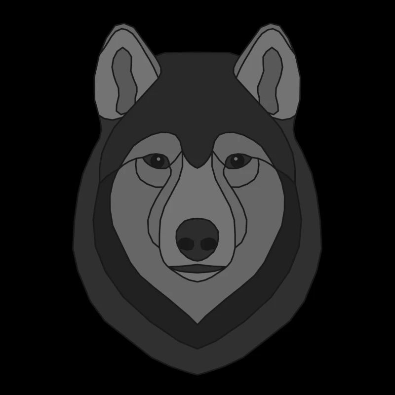 Wolf Head Animal Motif Print with Wolf