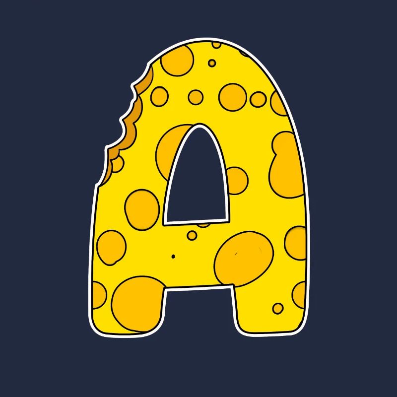 Lettre A - Lettre initiale A - Motif Fromage