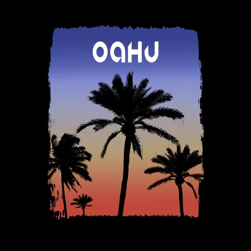 Oahu Hawaï coucher de soleil vacances Souvenir palmier
