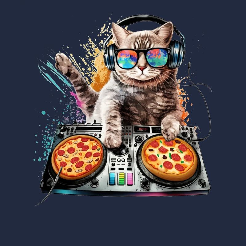 Outer Space Cat Pizza Disc Jockey - Interstellar