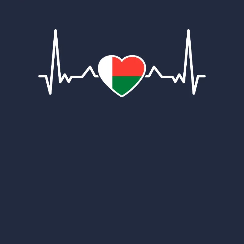 Drapeau malgache de Madagascar Heartbeat