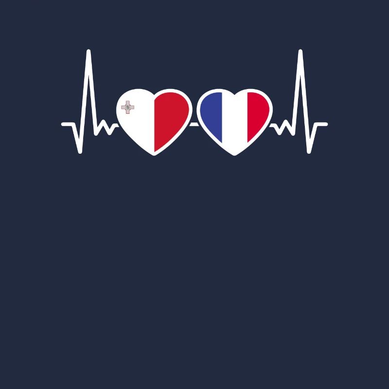 Malta Frankreich Herzschlag Flagge Maltesisch