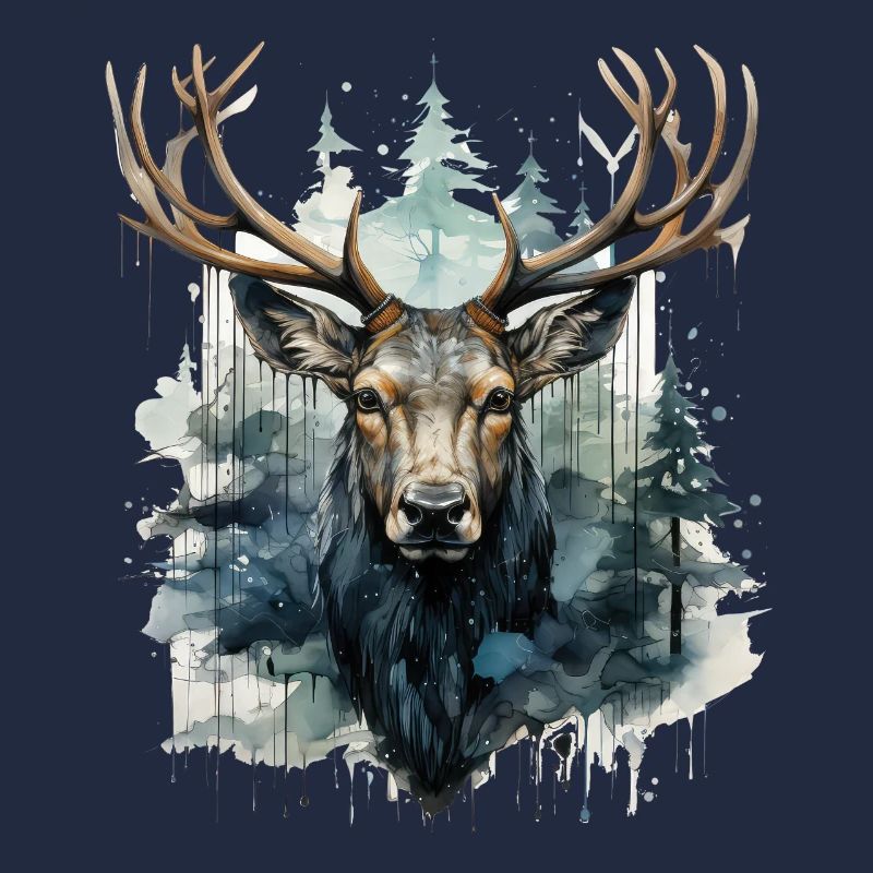 Hirsch im Wald Wasserfarben