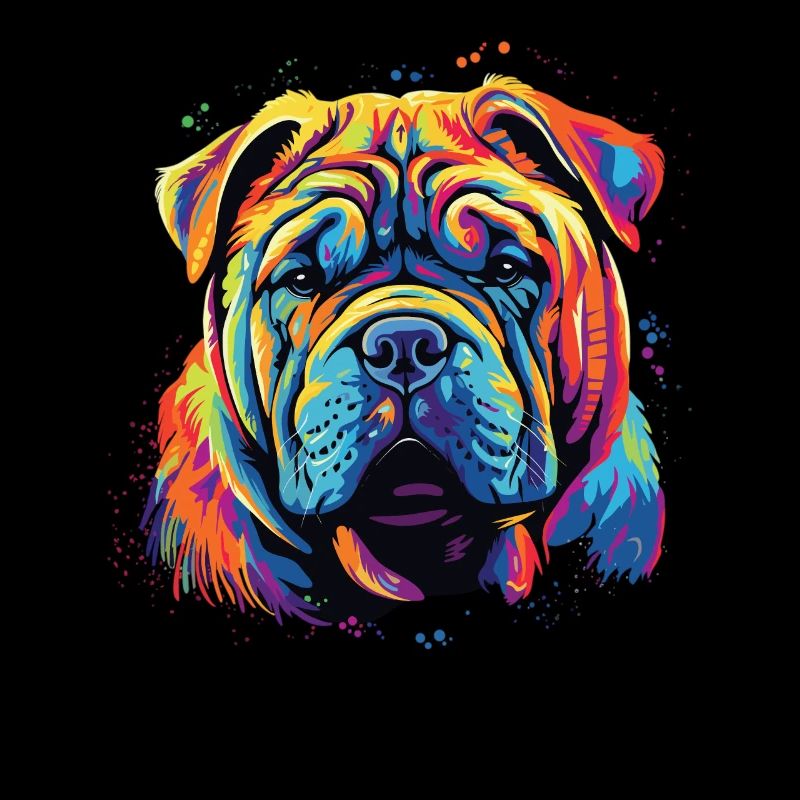Wasserfarben Farbenfroher Chinese Shar Pei