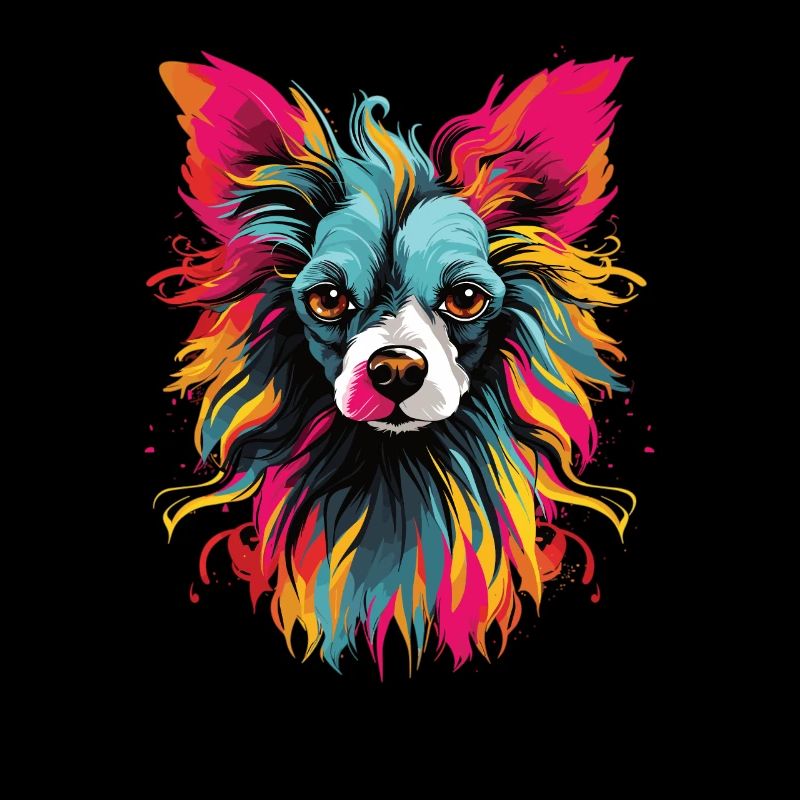 Wasserfarben Farbenfroher Chinesischer Schopfhund