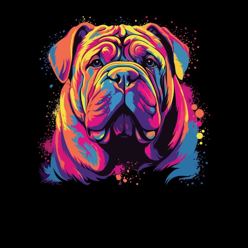 Wasserfarben Farbenfroher Chinese Shar Pei