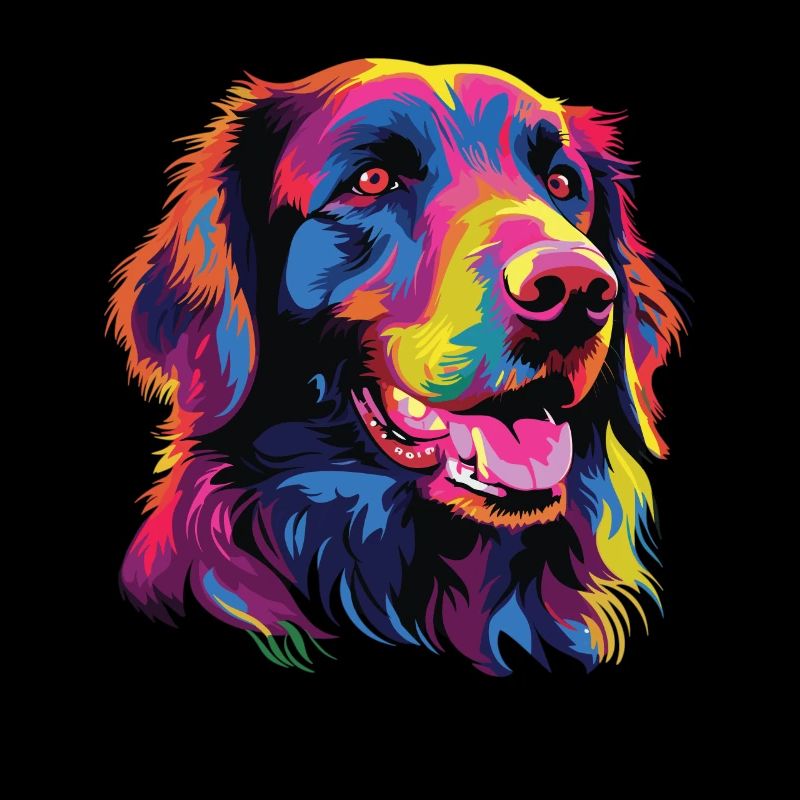 Wasserfarben Farbenfroher Flat Coated Retriever