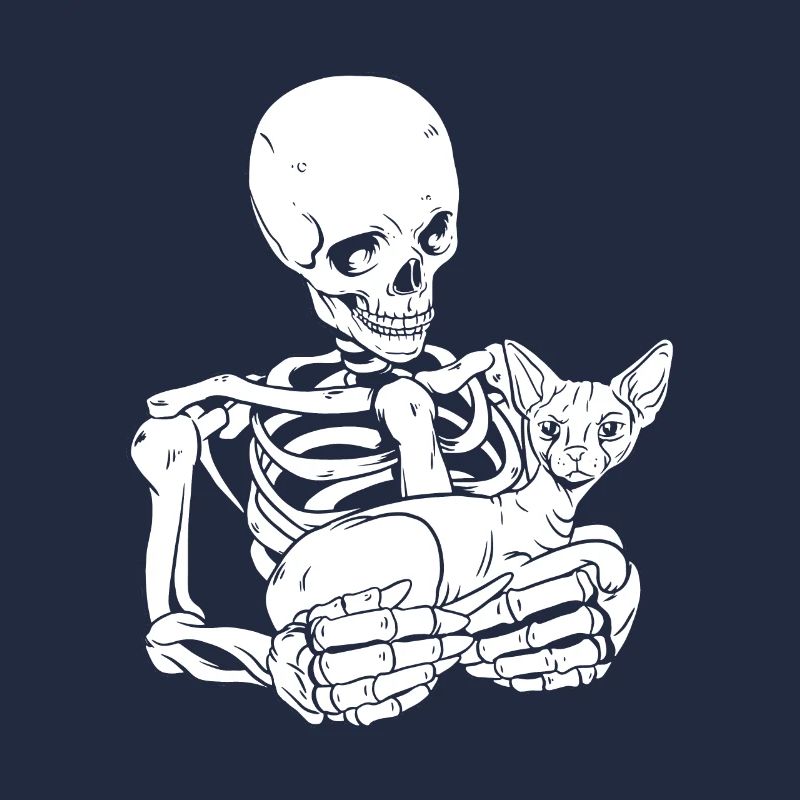 Skeleton Holding Cat