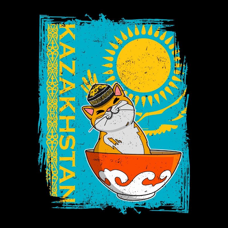 Kasachstan Flagge National Herkunft Katze Jurte