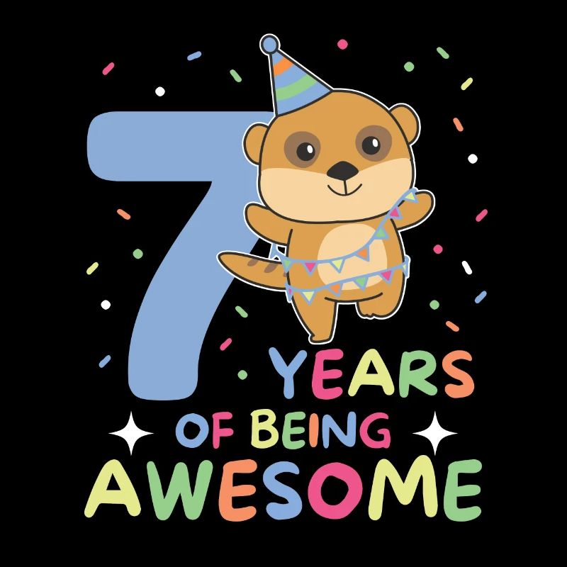 Erdmännchen zum 7. Geburtstag Kinder sieben Jahre