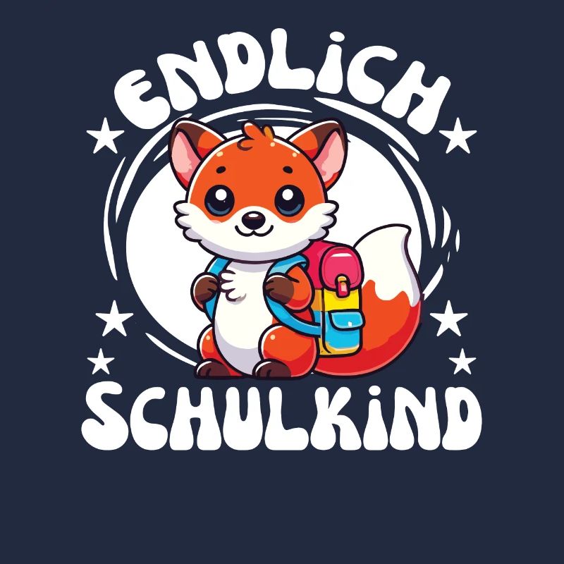 Endlich Schulkind süßes Fuchs zur Einschulung