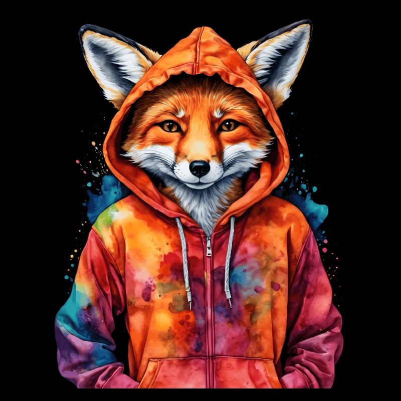 Sweat à capuche Fox Imprimé de conception d’animaux drôles colorés