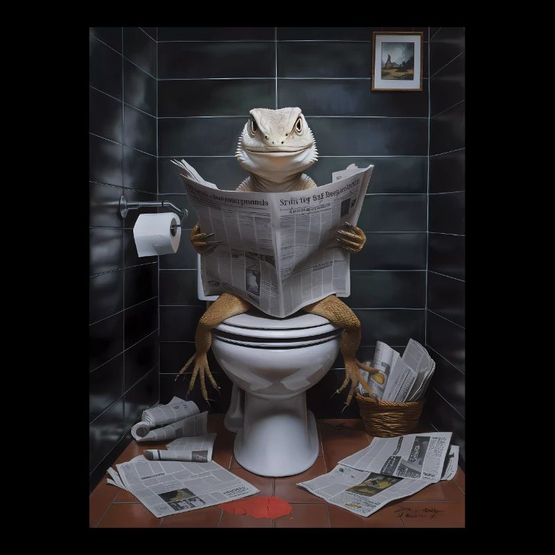 Eidechse Toilette Zeitung lesen Geschenk