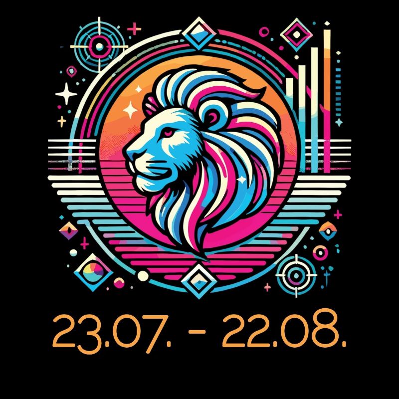 Löwe Sternzeichen - 80er Retro Stil