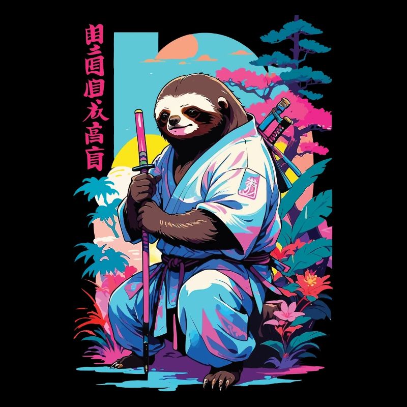 Samurai Faultier Aesthetic Vaporwave Stil