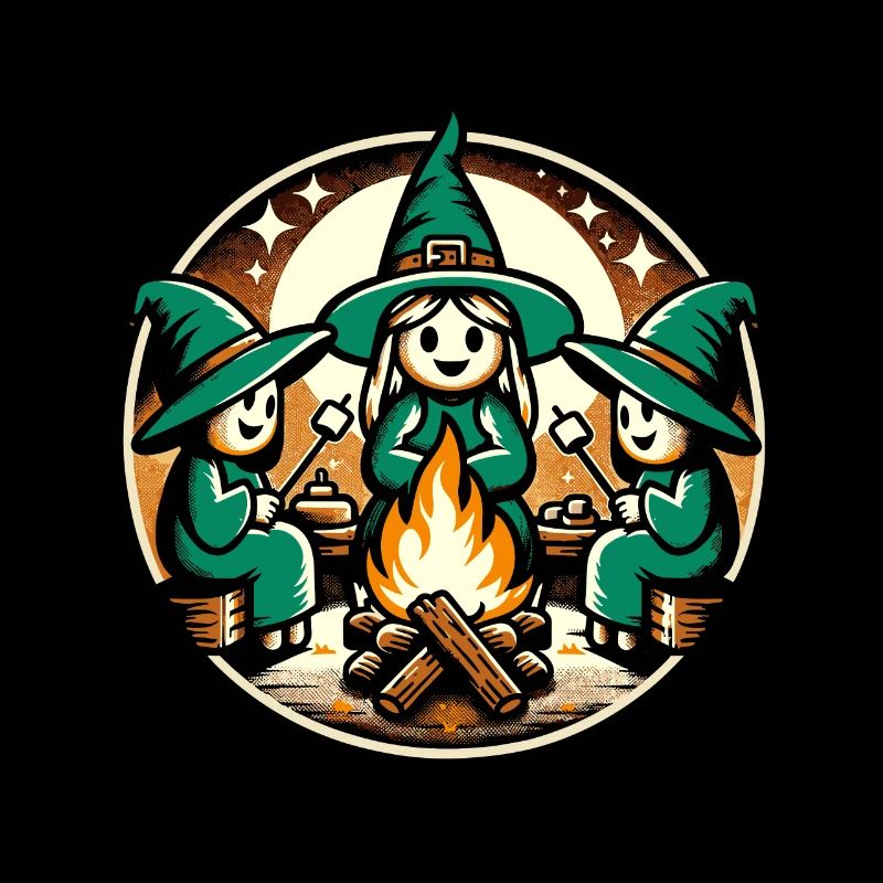 Camping Lagerfeuer Vintage Hexen Design