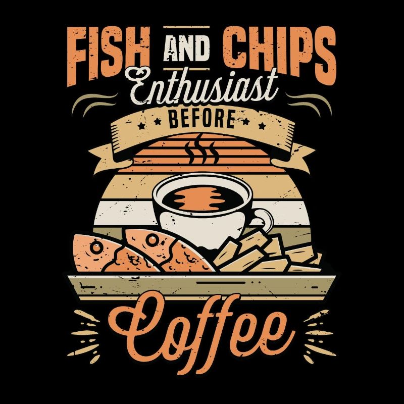 Fish And Chips Enthusiast Before Seafood Coffee