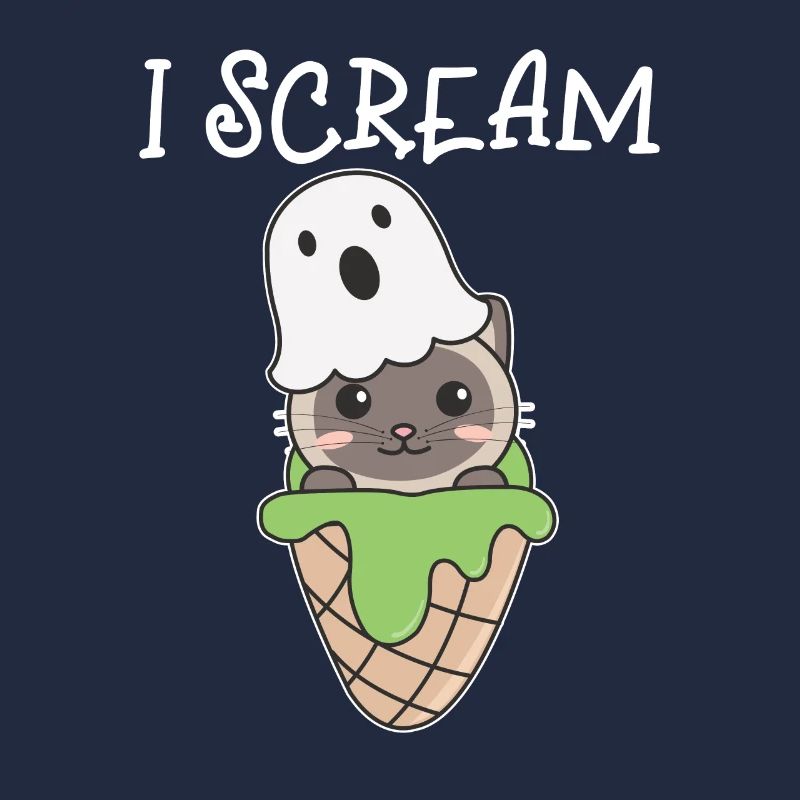 Chat Halloween Ghost I Scream Ice Cream Jeu de mots
