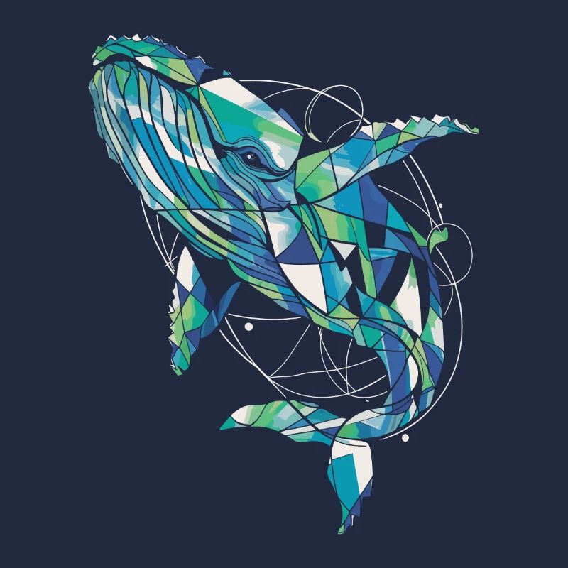Abstract Whale Artwork Geometric Ocean Colors