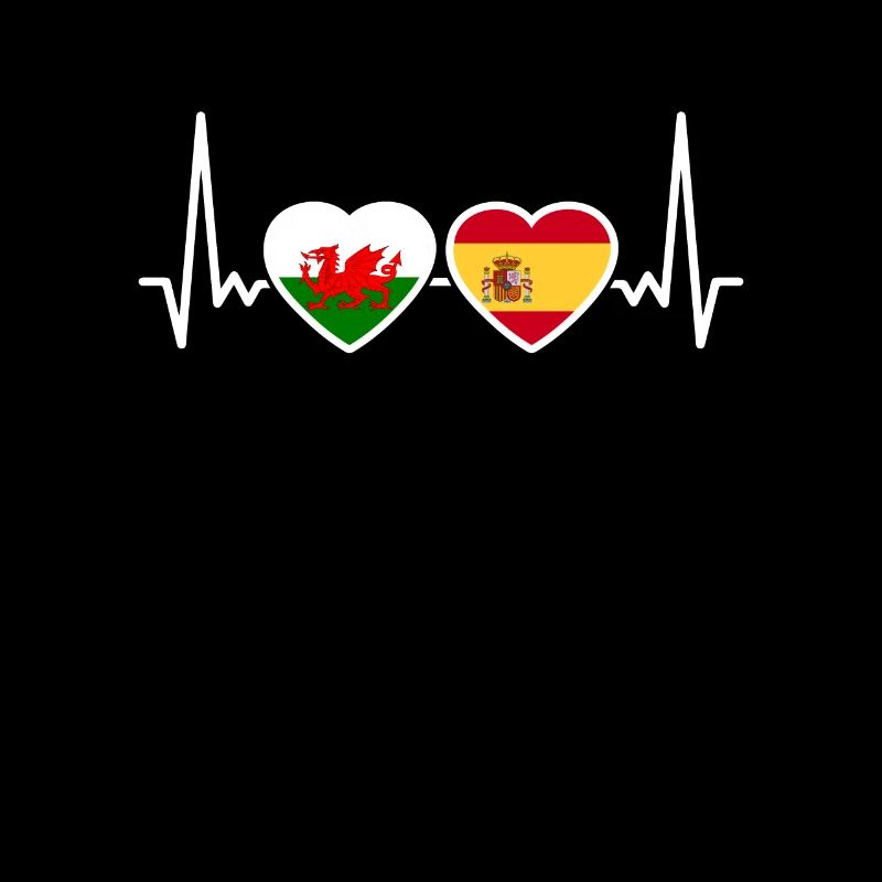 Wales Spanien Herzschlag Flagge Spanier Waliser