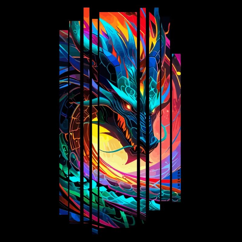 Bunter japanischer geometrischer Drache
