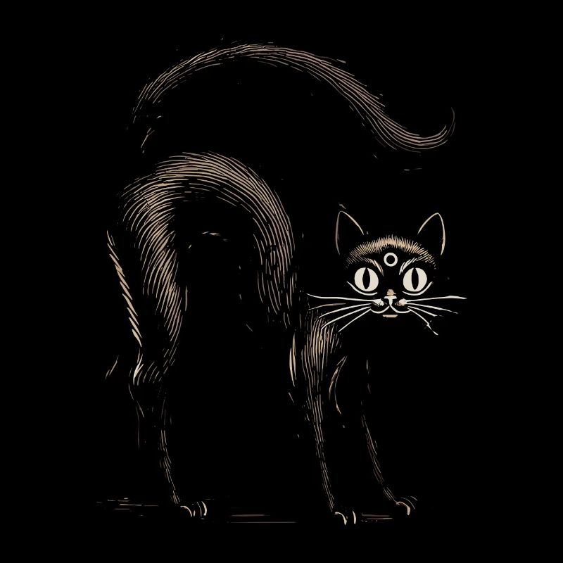 Creepy Black Witch Cat Extraordinary