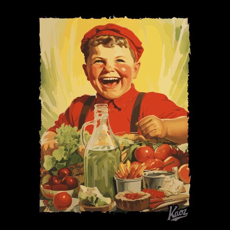 Vintage Propaganda: Junge isst gesundes Essen