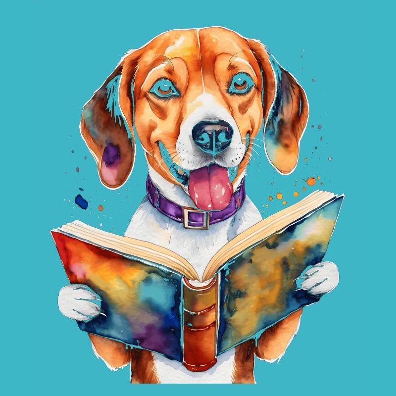 Beagle Lesen Buch Hund Lustig Tier Design Print