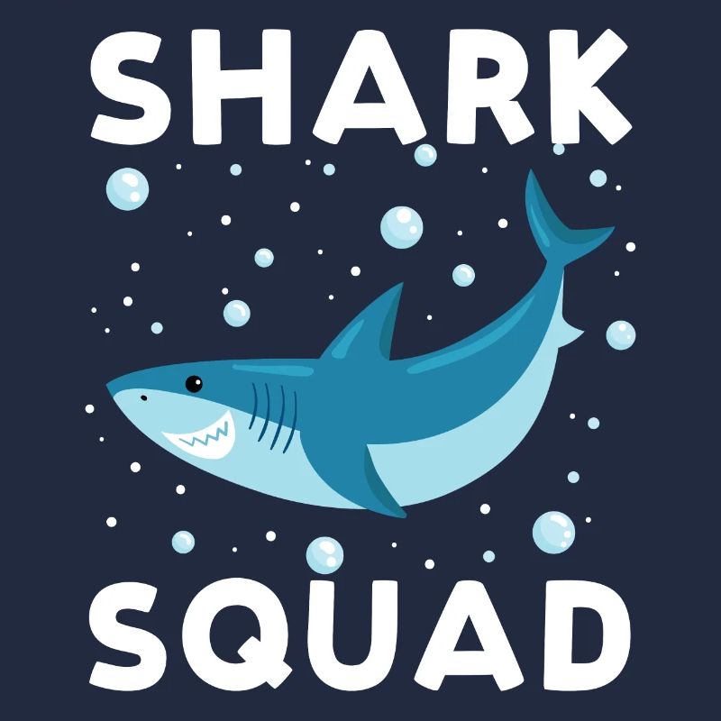 Cool Shark Squad with Surfboard Summer Vibes