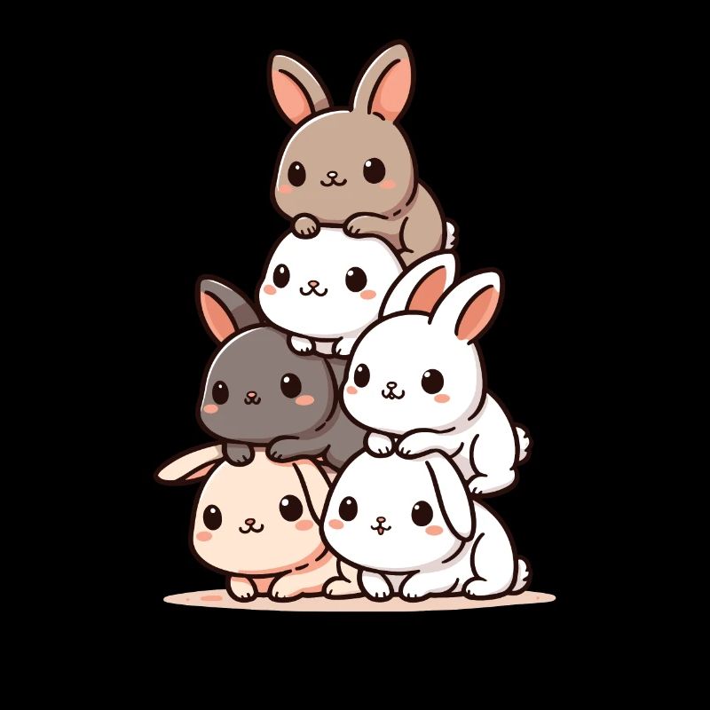 Pile de lapins mignons, adorable