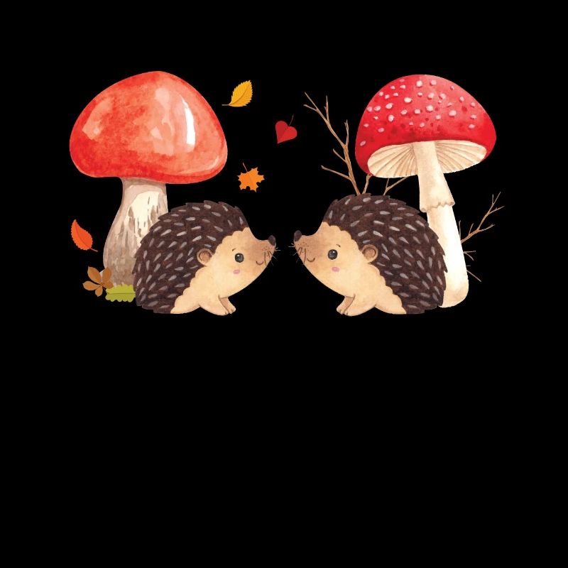 Mignon hérissons et champignons Illustration d’automne Mignon