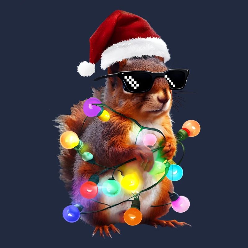 Weihnachts Eichhörnchen mit Lichterkett