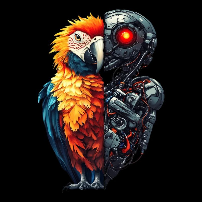 Funny Robot Art Parrot Cyborg Bird Parrot
