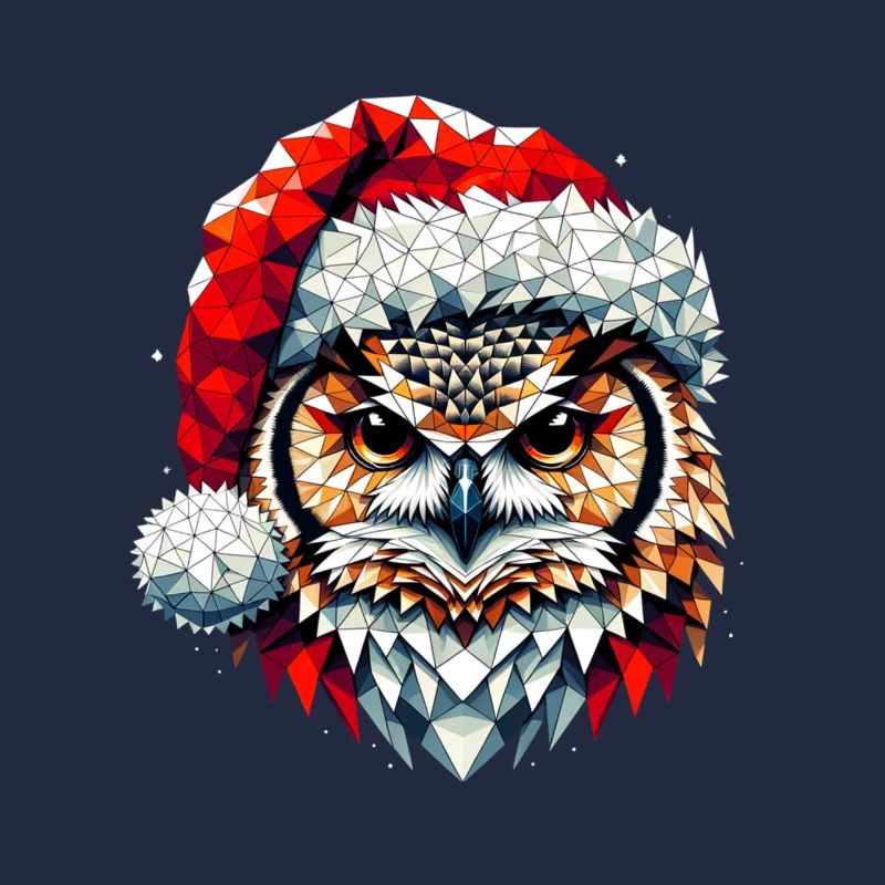 Polygon Kunst Eule Uhu Weihnachtsmütze Original